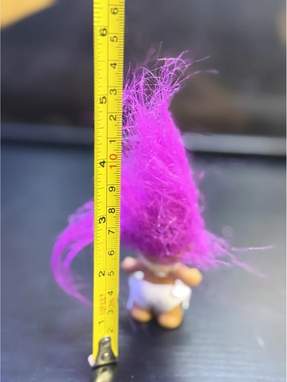 Russ Vintage Mini Troll Doll Purple Hair White Diaper Bib Item 18345
